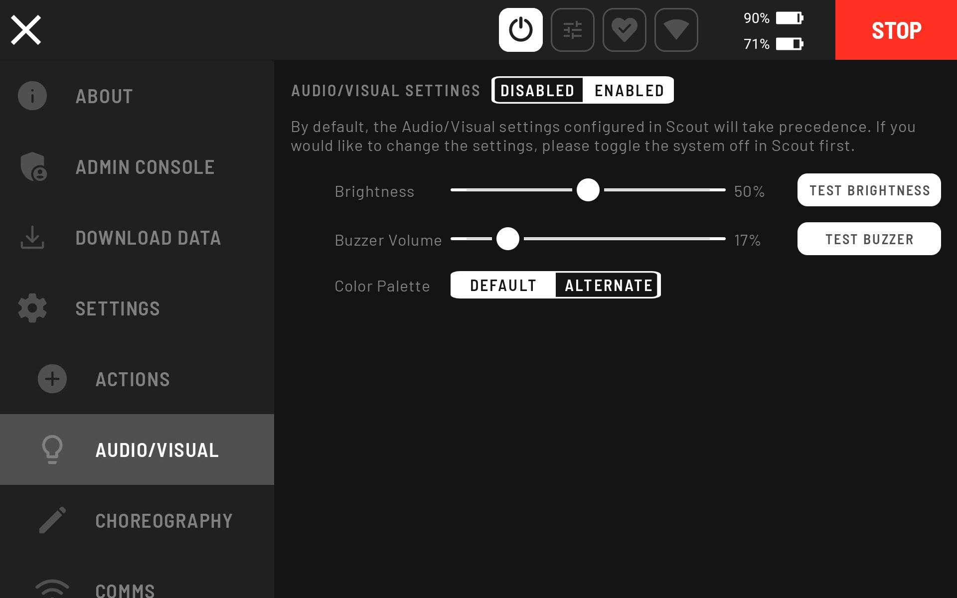 Configure the A/V warning system